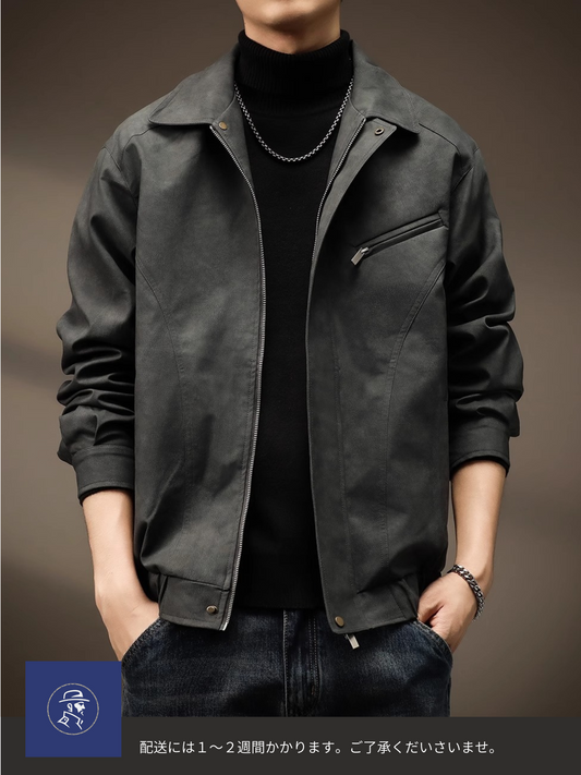 クラシックスタイル フェイクレザーブルゾン