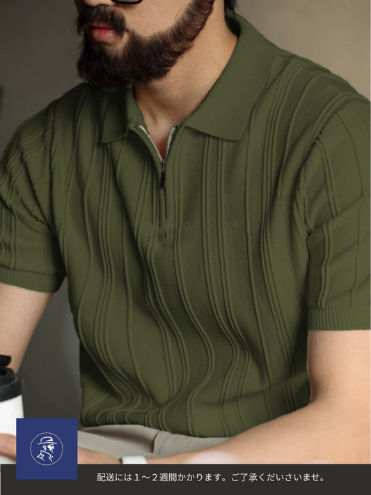 モダンレトロニットポロシャツ