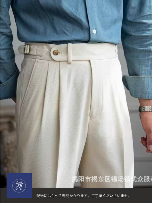 英倫風ナポリスタイル ハイウエストスラックス