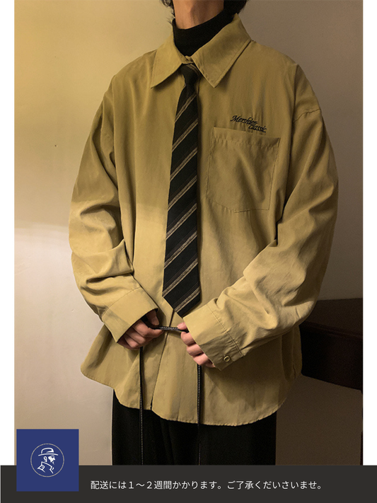 ヴィンテージカレッジ風 ウール長袖シャツ